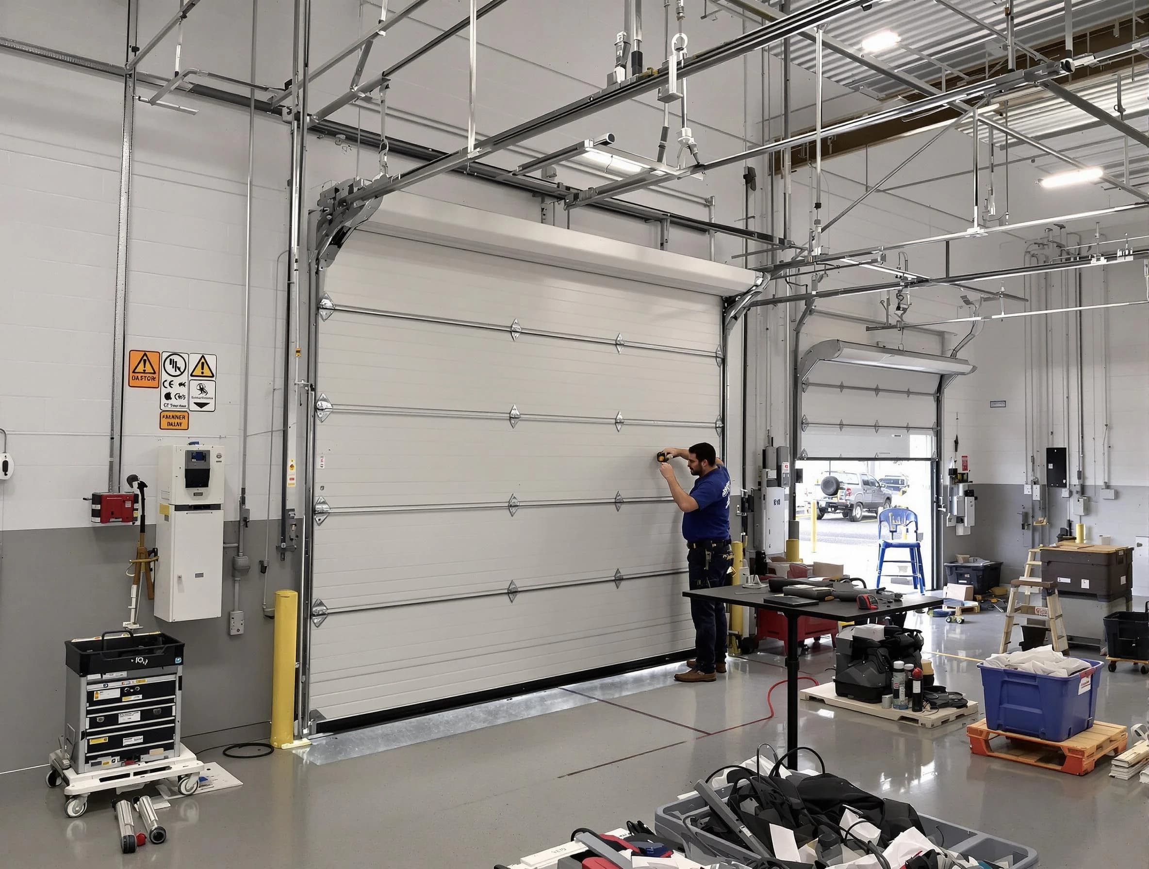 Commercial garage door repair being performed by Taunton Garage Door Repair expert in Taunton