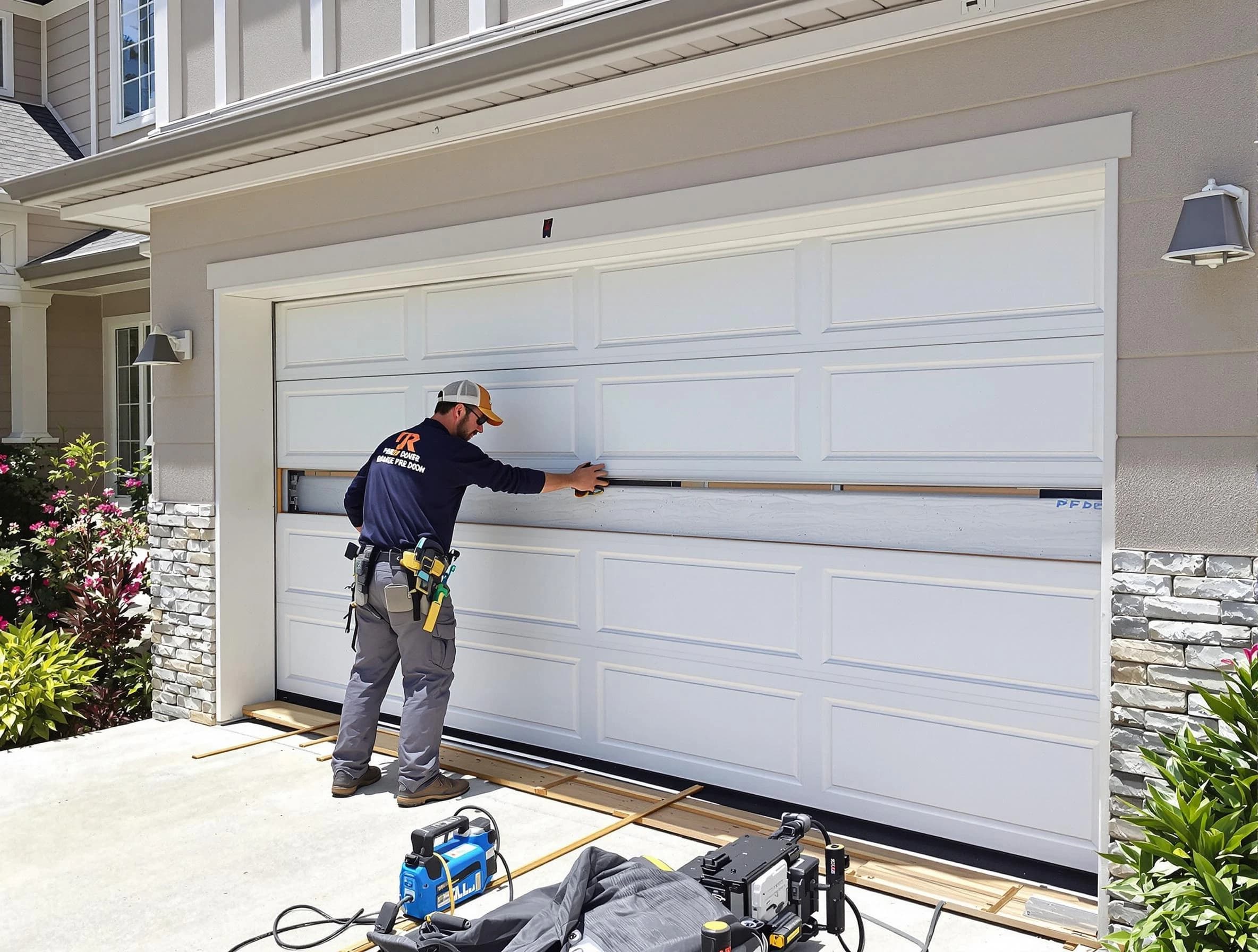 Taunton Garage Door Repair team performing complete garage door replacement at Taunton residence