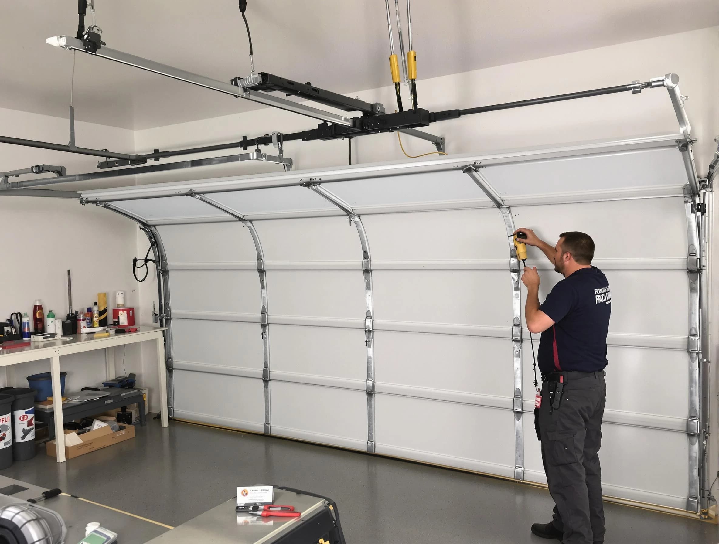 Taunton Garage Door Repair certified technician performing overhead door system repair in Taunton