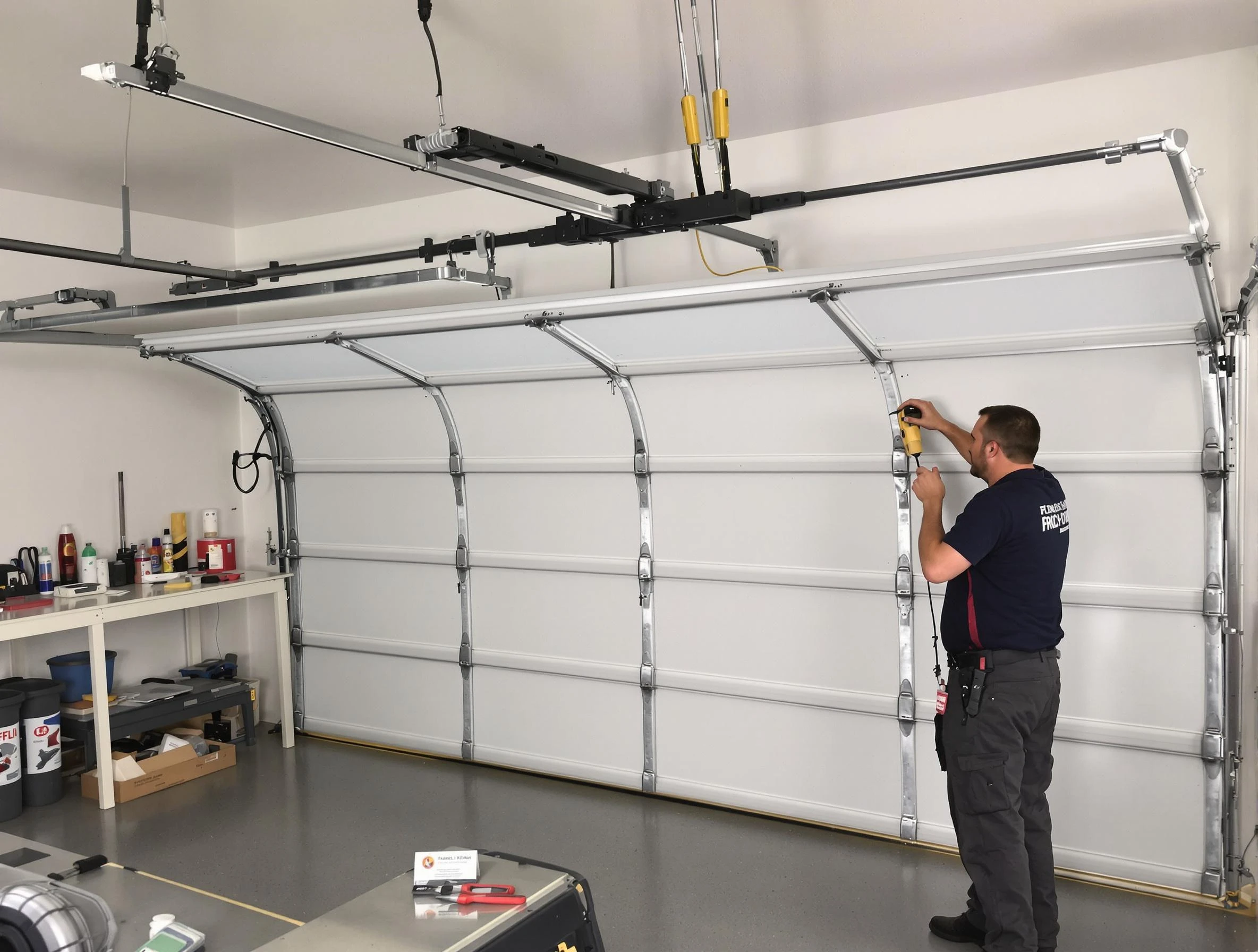 Taunton Garage Door Repair certified technician performing overhead door system repair in Taunton
