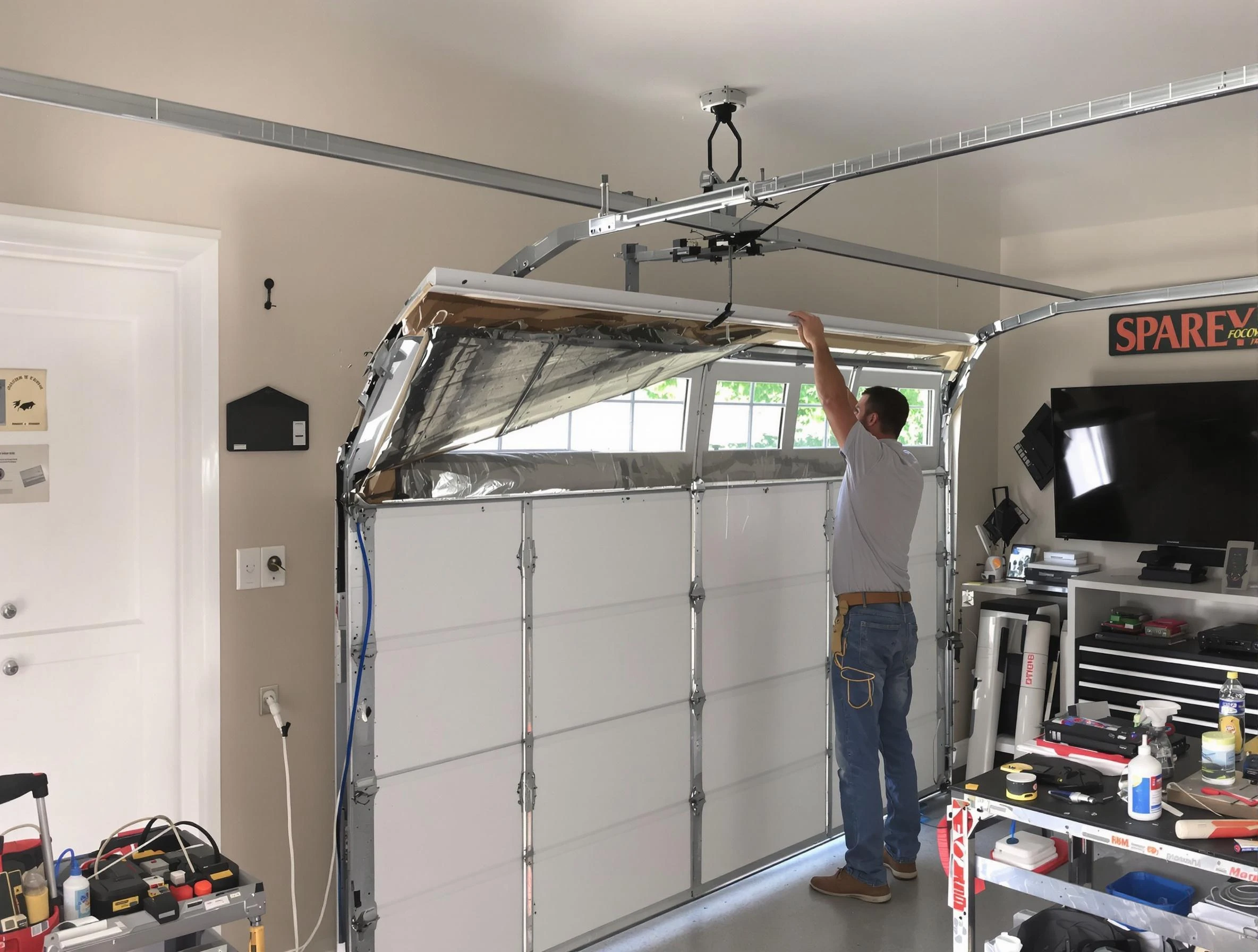 Garage door section replacement by Taunton Garage Door Repair in Taunton